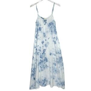 Nations LTD S Spaghetti Strap Lila Sun Dress Watercolor Blue Cotton Coastal